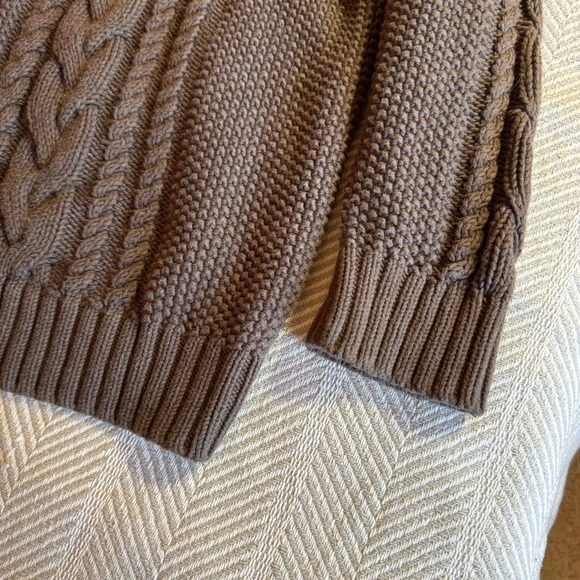 Quince 100% Organic Cotton Oversized Cable Cardigan Heather Brown Womens L - Picture 5 of 9